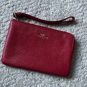 Coach Cherry Red Leather Wristlet